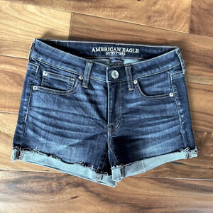 American Eagle Dark Wash Shortie Denim Shorts size 2